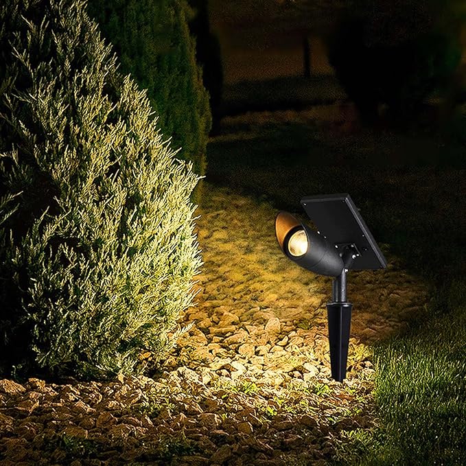 Solar SpotlightOutdoor Waterproof Led Lighting Waterproof Graden LightsSolar Landscape Spotlight Ground Lamp for Lawn Trees Flag Garden Pond Pathway Pool Area Warm Light
