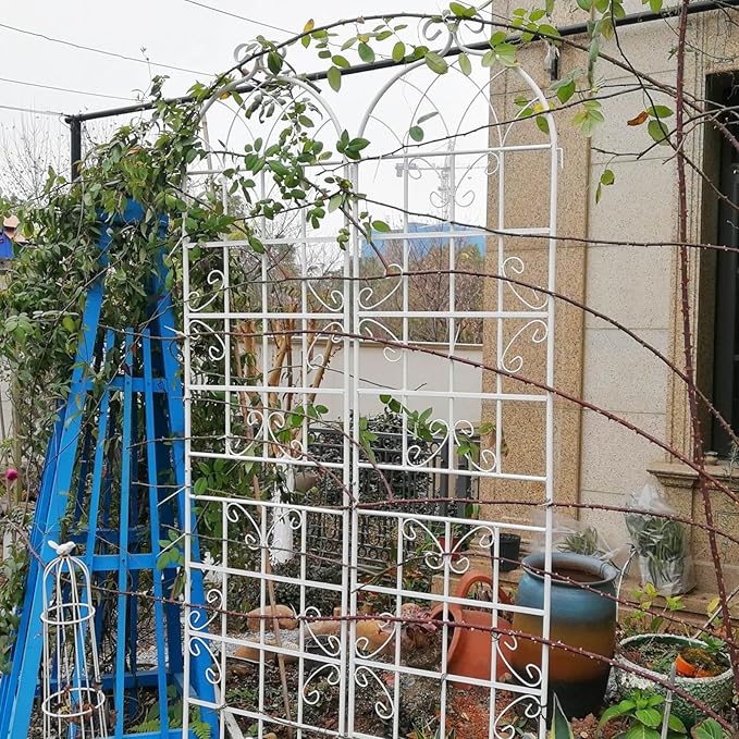 2 Pack Metal Garden Trellis 86.7 x 19.7 Rustproof Trellis for Climbing Plants Outdoor Flower Support White