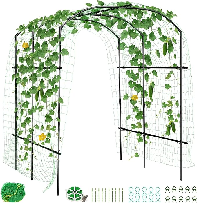 SUNYRISY Garden Arch Trellis Metal Core Trellis for Climbing Plants Outdoor 87 x 71 x 75 Tall Archway Tunnel Plant Support for Vine Cucumber Tomato Grape Vegetables Climbing Plants