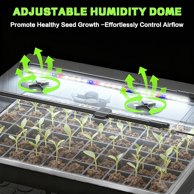 60-Cell Self-Watering Seed Starter Tray with Grow Light Upgraded 1–24H Timer Seed Trays with Humidity Dome Indoor Gardening System Starter Kit for Seeds Plant Germination