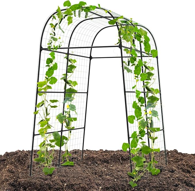 Garden Arch Trellis for Climbing Plants Outdoor - Cucumber Trellis for Raised Bed Size:71 * 87 inch Garden Trellis for Climbing Plants Cucumber Vegetable Tomato Flowers