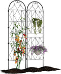 2 PCS 22x 75 Garden Trellis for Climbing Plants Outdoor - Black Metal Coated Garden Arch Rust-Resistant Decorative Trellises for Vines Vegetables Flowers | Durable Plant Support for Patio &amp Y