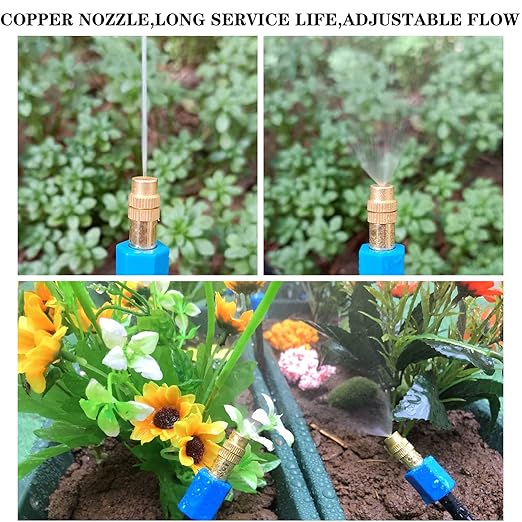 Drip Irrigation Kit Automatic Irrigation System with Replaceable 360°Bendable Sprayeratomizing Copper Nozzle for Watering System for Garden Plant Lawn Patio and Yard. (15)