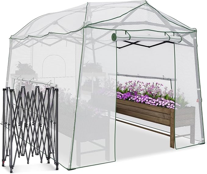 11 x 8.5 x 7.5 FT Walk-in Greenhouse Portable Pop-up Greenhouse for Indoor Outdoor Plant Garden Green House with Zippered Doors Screen Windows Heavy Duty Frame and Durable PE Cover