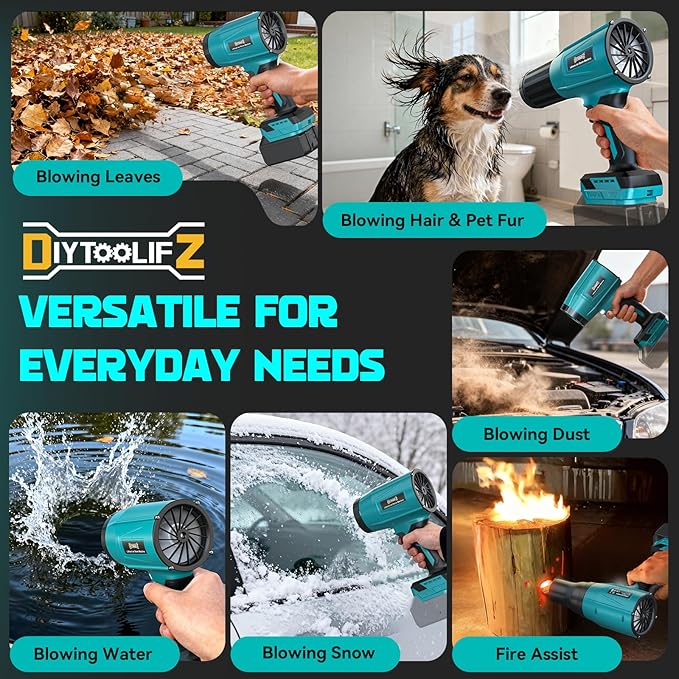 800000RPM Cordless Leaf Blower Compatible with Makita 18V (Tool Only) Brushless Motor Adjustable Speed Lightweight Portable Electric Blower for Car Patio Garden (Without Battery)