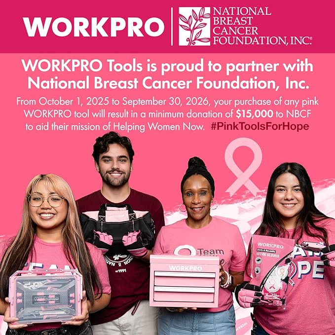 WORKPRO 6-Piece Pink Garden Tool Set Heavy Duty Gardening Hand Tools with Soft Rubber Handle Including Trowel Rakes 2-in-1 Hoe and Crack Weeder Ideal Gardening Gifts for Men and Women