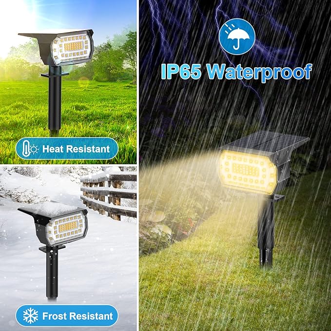 Solar Spot Lights Outdoor [57 LED/10 Pack] Solar Lights Outdoor IP65 Waterproof 3 Modes Solar Powered Landscape Spotlights for Garden Yard Outside Patio Pathway Pool(Warm White)
