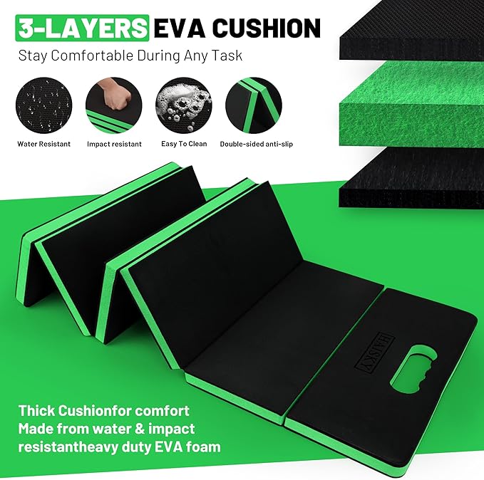 Extra Thick Kneeling Pad for Working Under Car 47.2 * 17.7 * 1.2 Portable Foldable EVA Mechanic Mat for Garage Gardening Yardwork Workshop Green &amp Black
