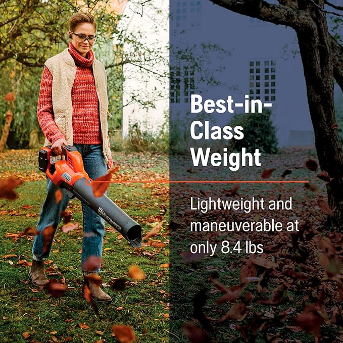 Husqvarna 230iB Battery Powered Cordless Leaf Blower 136-MPH 650-CFM Electric Leaf Blower with Brushless Motor and Quiet Operation 40V Lithium-Ion 4 Ah Battery and Charger Included 970480204
