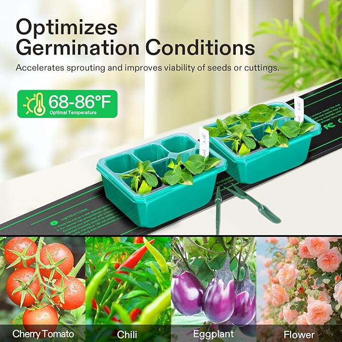 VIVOSUN 3 x 20 Seedling Heat Mat and Digital Thermostat Combo Set UL &amp MET-Certified Heating Pad for Hydroponic Kombucha Tea Brewing Fermentation &amp Plant Germination