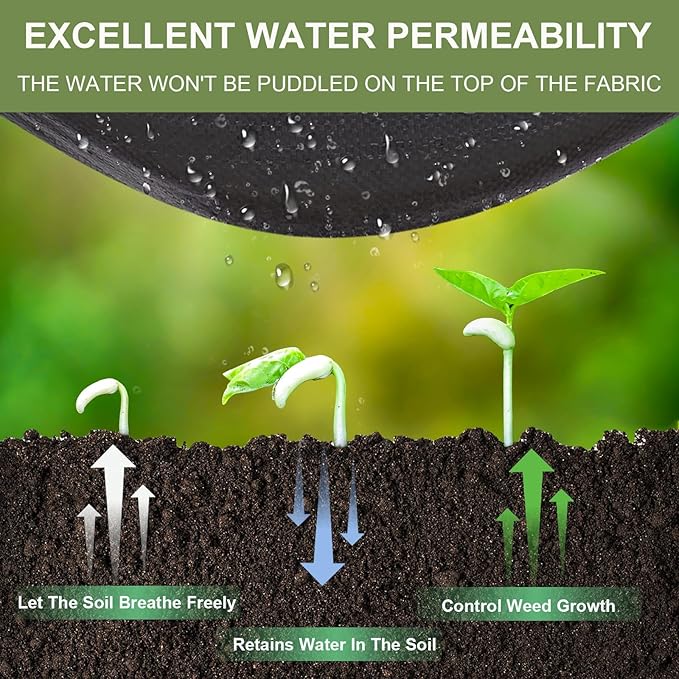 KANAGAWA 4ftx50ft Premium Weed Barrier Landscape Fabric Heavy Duty 3.5OZ Woven Weed Control Fabric Good Permeability for Weed Block Gardening Mat Driveway Fabric Landscaping Fabric Ground Cover