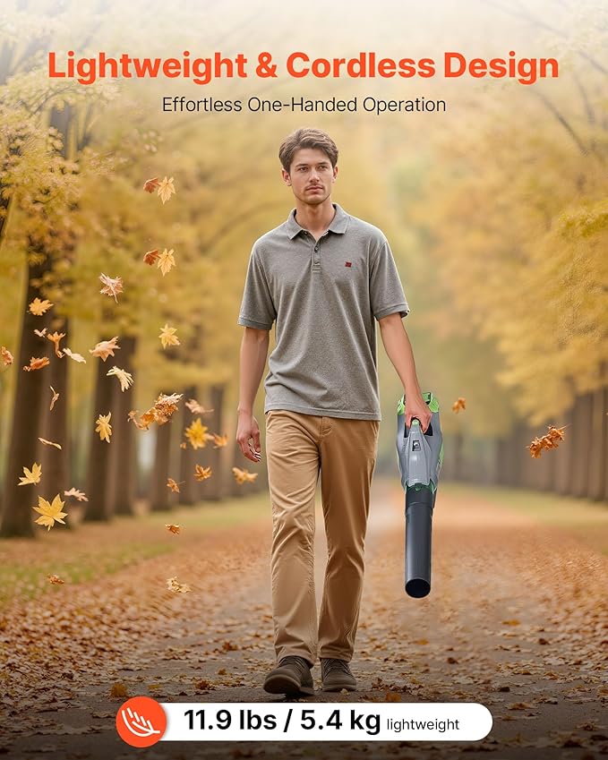 VEVOR 60V Cordless Leaf Blower with Brushless Motor 650 CFM/125 MPH Battery Powered Electric Leaf Blowers for Lawn Care with 5Ah Battery and Fast Charger 3 Speed Control