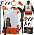 PetraTools Battery Powered Backpack Sprayer 4 Gallon - 8 Hours Long Battery Life &amp Padded Straps for Comfort - HD4000 Electric Backpack Garden Sprayer with 9 Spray Nozzles (HD4000 Pro Series)