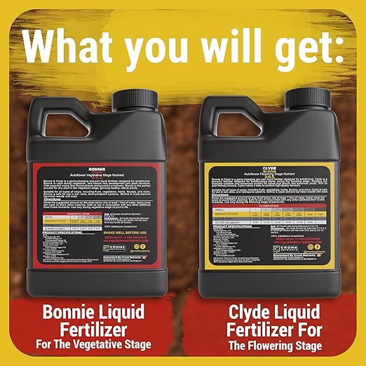 Cronk Nutrients Bonnie &amp Clyde Autoflower Nutrients Bloom and Grow – Yield Increasing Autoflower Plants Nutrient Kit – Easy to Use Plant Food – Optimal Formula for Optimal Results 500mL
