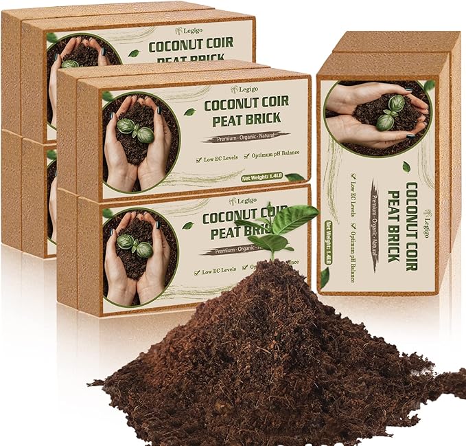 Legigo 10 Pack Premium Coco Coir Brick for Plants- 100% Organic Compressed Coconut Coir Bricks Starting Mix Coco Coir Fiber Coconut Husk for Planting Gardening Potting Soil Substrate Herbs