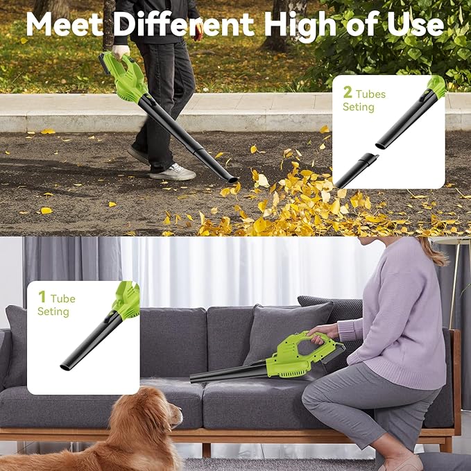 Leaf Blower Cordless with 2 Battery and Charger 130MPH 180CFM High Speed Leaf Blower with 2 Tubes 20V Electric Leaf Cleaner Lightweight Handheld Blowers for Lawn Care Patio Garden House Depot