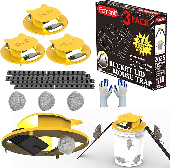 2025 New Improved Bucket Lid Mouse Trap Rat Trap-Metal Bait Cage-Automative Reset-5 Gallon Bucket Fit