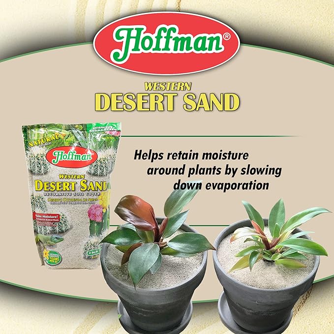 Hoffman Western Desert Sand Decorative Soil Cover for Potted or Bedded Plants 2 Dry Quarts 2 Pack