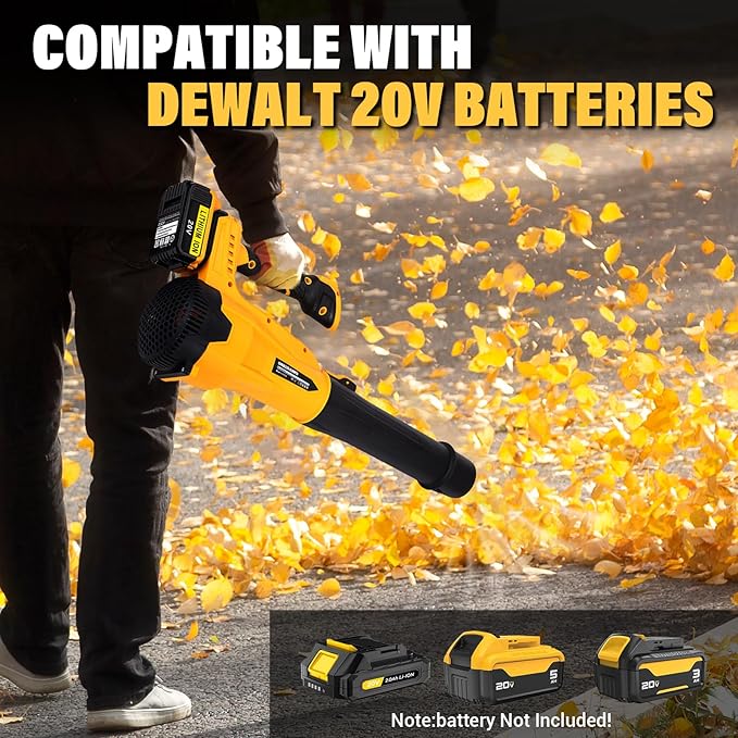Cordless Leaf Blower for Dewalt 20V Battery - 500 CFM/150 MPH Electric Leaf Blower with Brushless Motor 6-Speed Adjustable (150MPH) for Lawn/Yard Care (Tool Only)