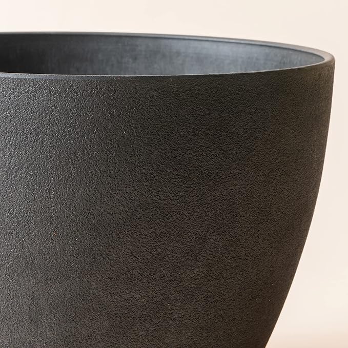 LA JOLIE MUSE Outdoor Planter Flower Pots Outdoor- 11.3 Inch Planter with Drainage for Indoor Outdoor Plants Flowers Black Set of 2