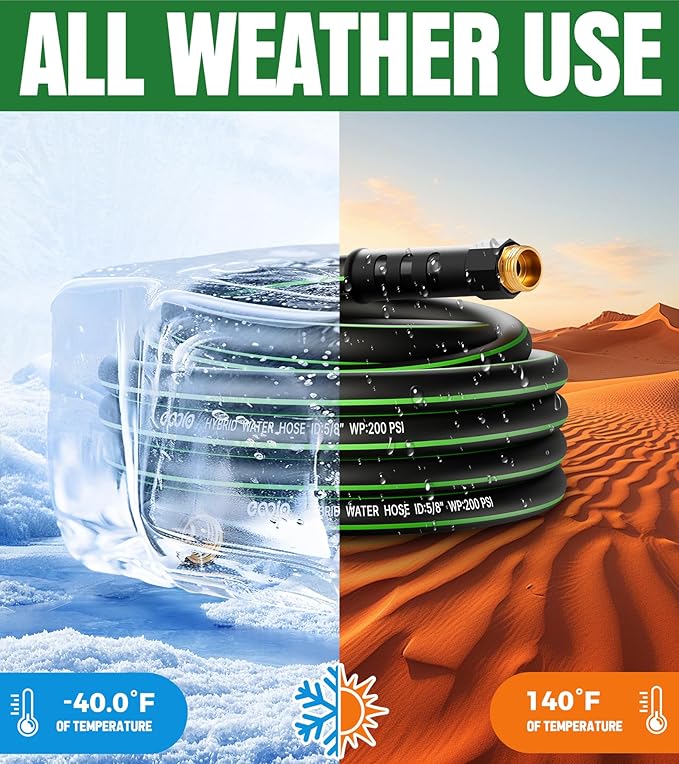 Heavy Duty Garden Hose 35ft NON-EXPANDABLE Flexible Water Hose Kink Resistant Lightweight Hybrid Hose Leakproof Hose Male to Female Fittings