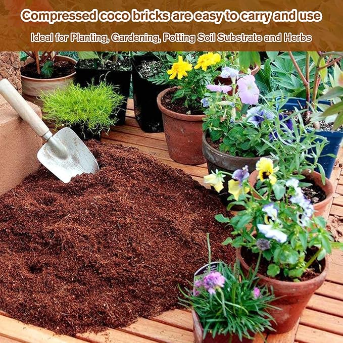 Legigo Pack of 10 Organic Coco Coir Bricks &amp 1.1 LB Coco Chips for Plants- Natural Compressed Coco Coir Brick Coconut Fiber Substrate for Planting &amp Gardening