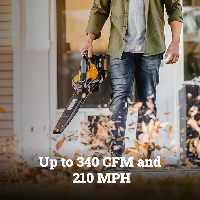 WORX Cordless Leaf Blower 3 in 1 Blowers for Lawn Care with Leaf Vacuum &amp Leaf Mulcher Electric Blower with Brushless Motor &amp 2 Speed Control 2 × 4.0 Ah Batteries &amp Charger Included WG