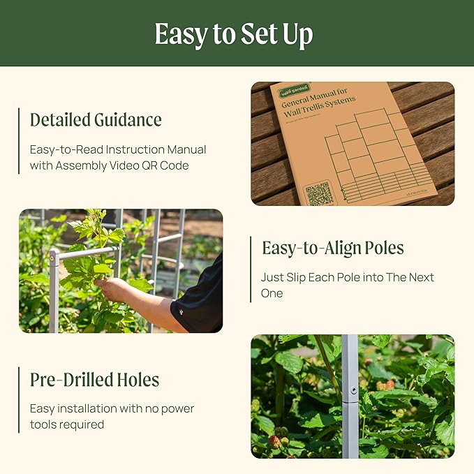 Vego Garden Modular Wall Trellis System 11.5' Long for 7' x 11.5' Jumbo Size U-Shaped Garden Beds (Garden Beds Not Included)