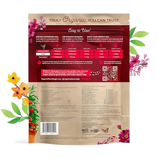 Organic Plant Magic Compressed Organic Potting Soil for Garden Plants &amp Vegetables + Truly Organic™ Slow Release Granular Fertilizer