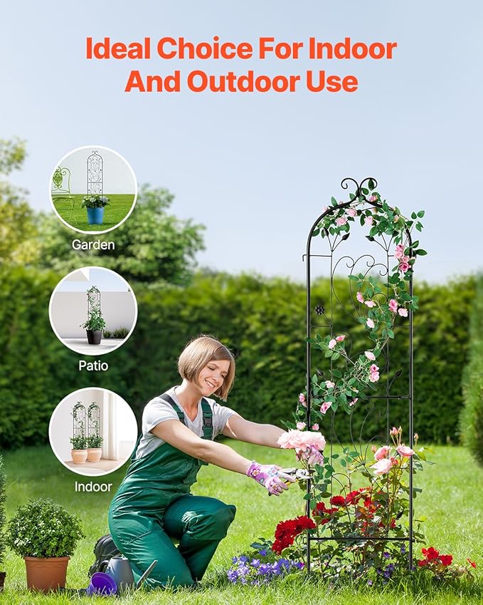 Happybuy Garden Trellis for Climbing Plants 60 x 15 in 2 Packs Rustproof Metal Garden Flower Trellis Outdoor Climbing Rose Trellis Cucumbers Support