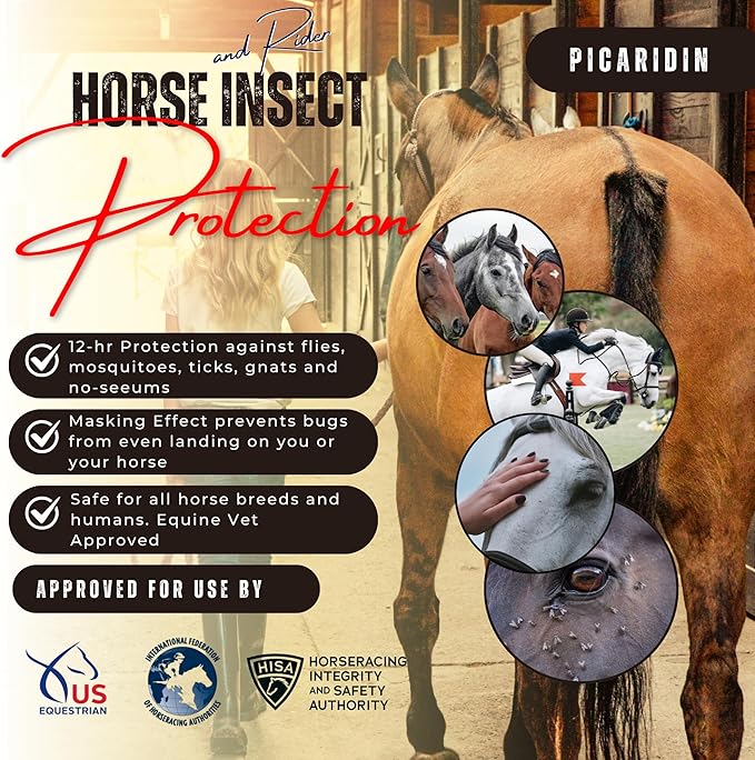 Horse &amp Rider Fly/Insect Repellent 32oz Trigger Sprayer Plus Refill Picaridin Based Fly Tick No-seeum and Mosquito. 12-hr Protection Against Biting Flies