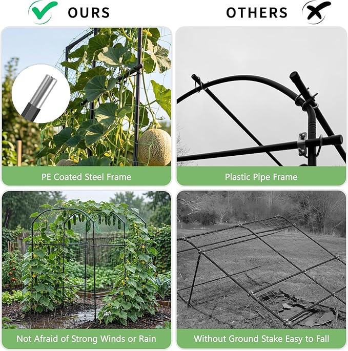DoCred Tall Garden Arch Trellis for Climbing Plants 87in Tall Metal Plant Support Trellis Archway for Climbing Vine Vegetable/Fruit/Flower Outdoor Yard Lawn Garden Arch Tunnel Trellis