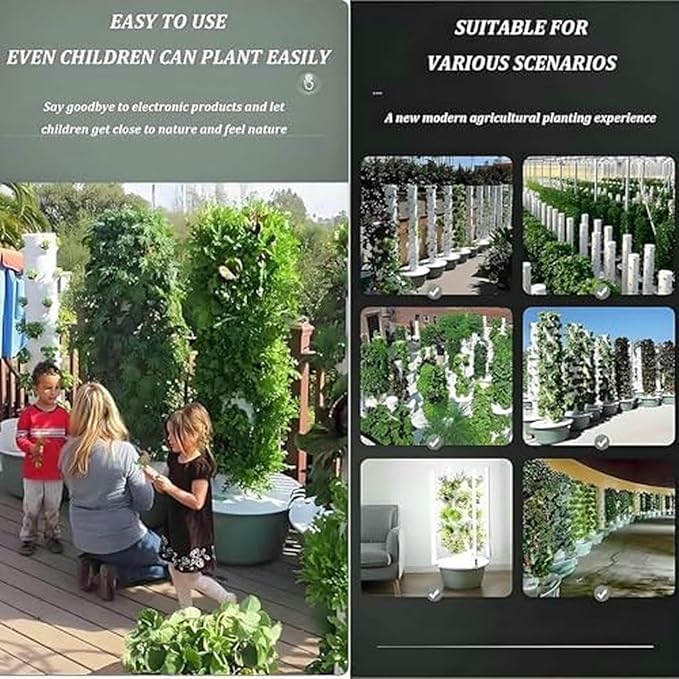 Vertical Hydroponics Tower System - Smart Indoor Garden Kit for Herbs Fruits &amp Vegetables 9-Layer Hydroponic Growing Tower-