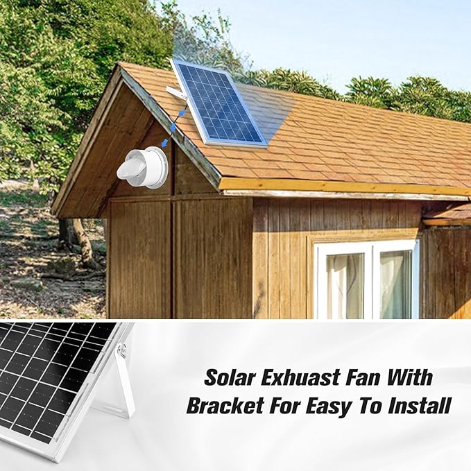 Solar Powered Exhaust Fan 15W Solar Panel + 6 Ventilation Vent Fan for Outside Greenhouse Chicken Coop Shed Pet House