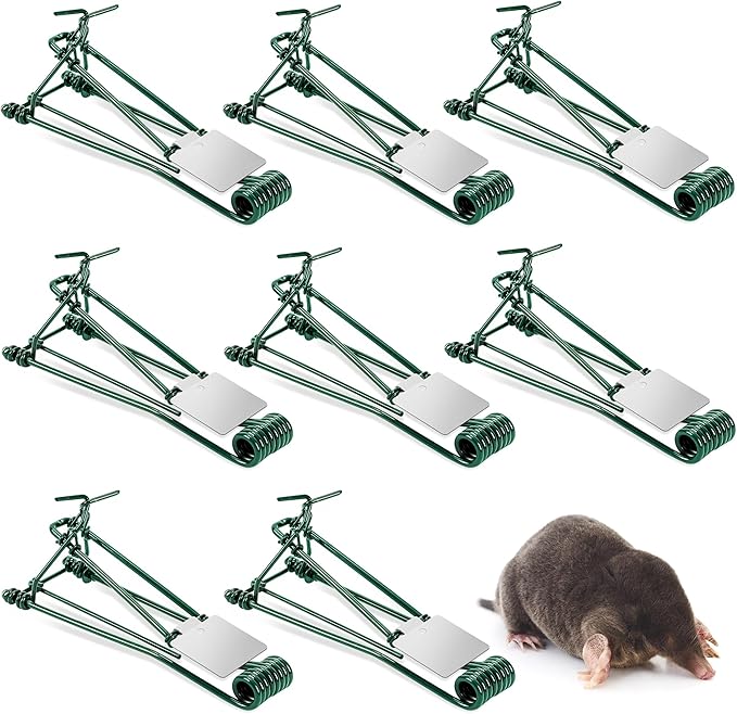 8 Pack Metal Gopher Traps for Outdoor Use Easy Set Reusable Mole and Vole Trap for Lawn Farm Garden Yard
