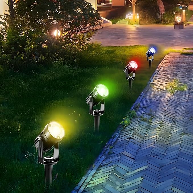 Solar Outdoor Changing Color Lights Led Spotlights Landscape Pathway Rgb Lights Garden Yard Weatherproof Installation Easy Savings Energy