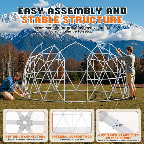 15 FT Garden Dome Greenhouse PVC Transparent Cover Quick Connect Plug Installation Waterproof Pop-up Green House 6-10 Person Bubble Tent for Patio Backyard Party Wedding