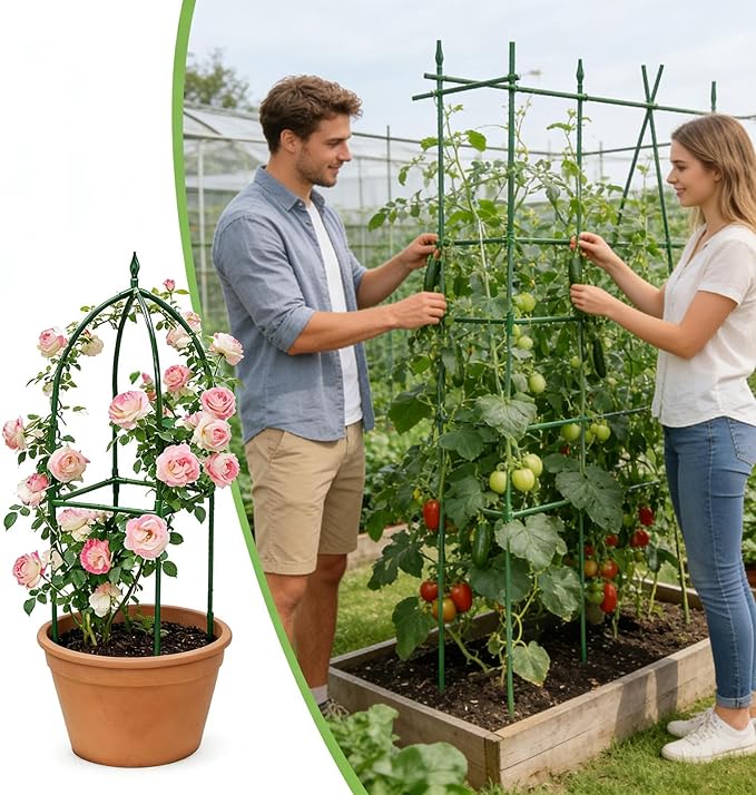 Garden TrellisAdjustable Height Metal Obelisk Holder - Metal Garden Trellis - for Balcony House Outside Wedding Vegetable Flower Fruit