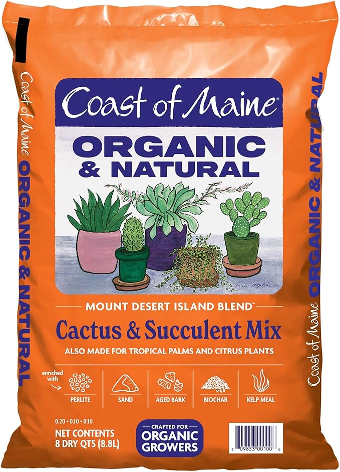 Coast of Maine Mount Desert Island Blend 8qt (Pack of 8) Organic and Natural Cactus and Succulent Mix - Tropical Palms and Citrus Plants