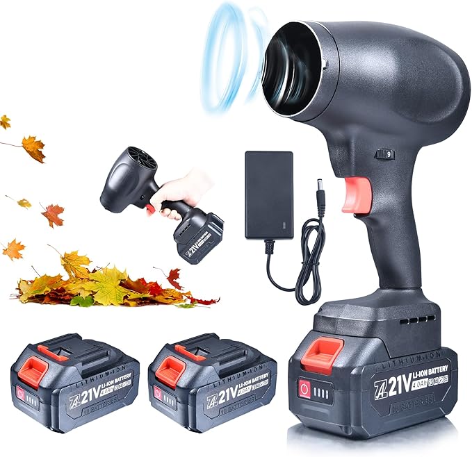 mini Cordless Dry Blower Small Leaf Blower Turbo Blades130000RPM with 2 Batteriesfor Blowing dust Leaves Keyboards mainframes car Indoor Outdoor Lightweight