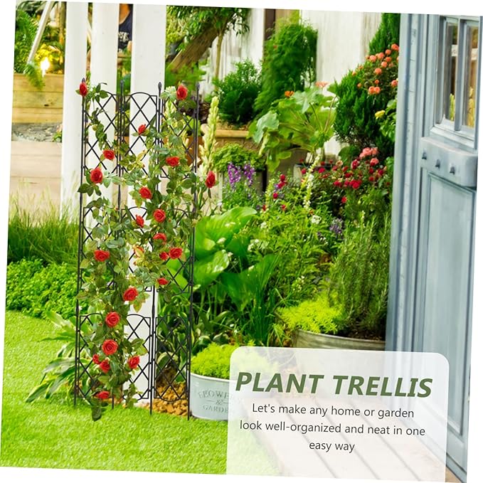 Metal Garden Trellis Plant Support for Climbing Vines Indoor Outdoor Wire Frame Protects Plants from Wind and Rain for Patio Lawn Garden Courtyard Black