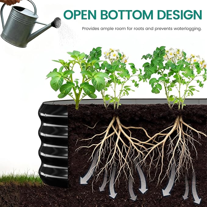 DoCred 3 in 1 Raised Garden Bed with 87in Tall Arch Trellis for Climbing Plants Galvanized Planter Garden Box Outdoor for Gardening Climbing Vegetables Flower Black