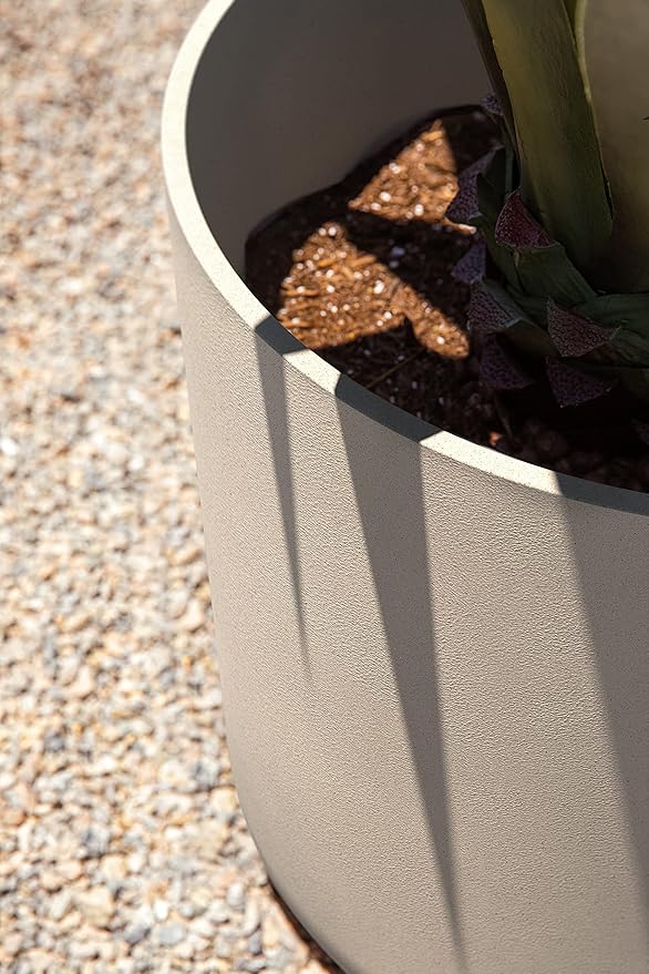 Veradek Round Lima Plastic Planter Pots for Indoor/Outdoor Garden Use Sand Color 5 Year Warranty