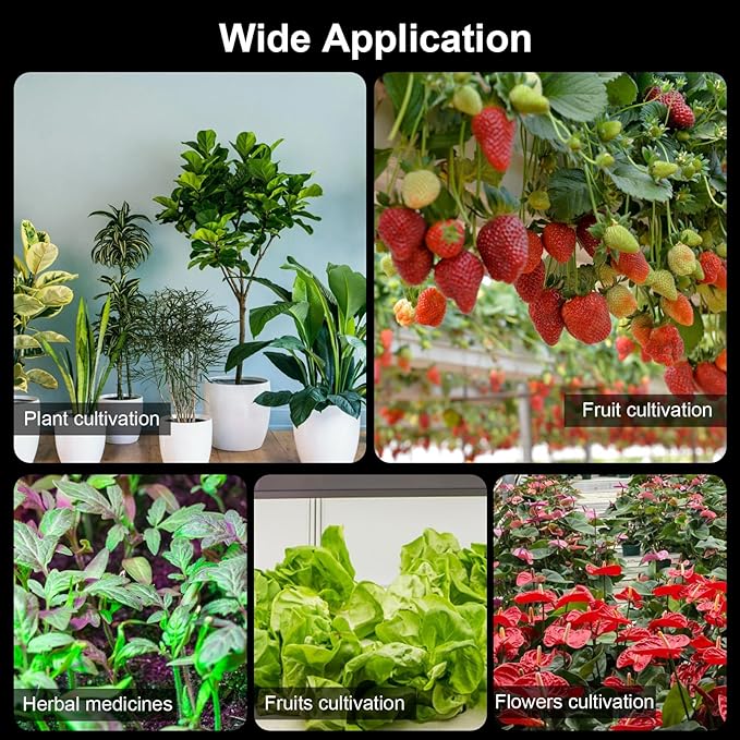Plant Grow Light Full Spectrum Growth Light LED Indoor Plant Supplement Light 3000K 5000K IR UV Grow Light for Green Plants Flowers Vegetables with Hanging Chains and Lifting Rope