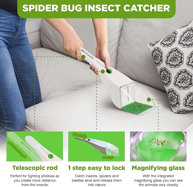 ISOTRONIC Insect Spider Catcher Trap for Bees Butterflies bumblebees Bugs Beetles with Magnifier and Extension Function