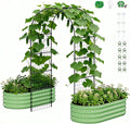 DoCred 3 in 1 Raised Garden Bed with 87in Tall Arch Trellis for Climbing Plants Galvanized Planter Garden Box Outdoor for Gardening Climbing Vegetables Flower Green