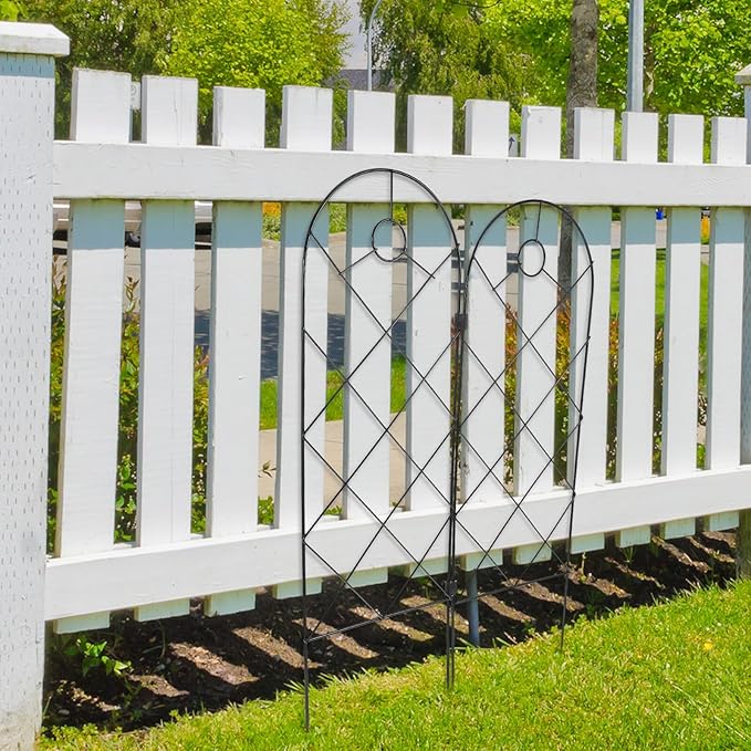 jojofuny 2pcs Iron Plant Climbing Rack Garden Trellis Green Plant Support for Outdoor Vines and Potted with Foldable Design