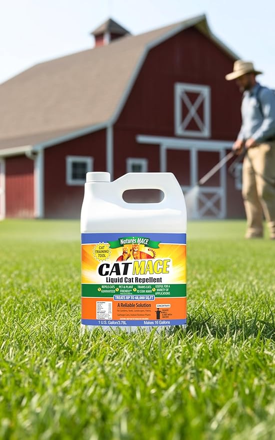 Nature's MACE Cat Mace Cat Repellent Training Liquid Deterrent Tool Makes 16 Gallons Keep Out of Lawn &amp Garden Large Areas Outdoor &amp Indoor Use Yards Landscaped Plants 1 Gallon Concen