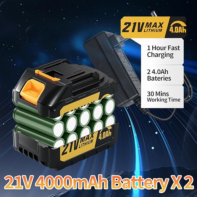 Leaf Blower Cordless with 4.0Ah Battery and Charger 6 Speed Mode 250MPH High Speed Lightweight Electric Leaf Blowers Cordless for Lawn Care Patio Garden Cleaning and Dust