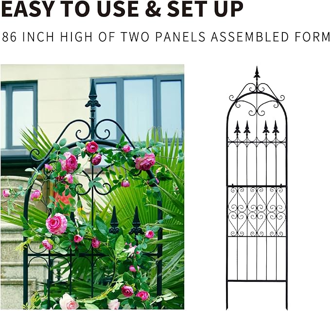 Garden Garden Trellises 86” x 21.7” for Climbing Plants 7.2FT Metal Iron Wire Vine Flower Trellis Perfect for Supporting Climbing Plants Outdoor Roses Vines Flowers and Vegetables